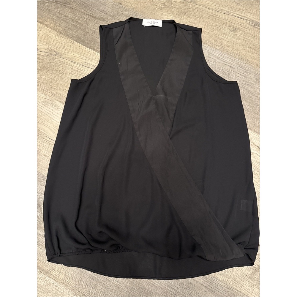 Lola & Sophie Women's Black V Neck Sleeveless  Top Size‎ Small Sheer